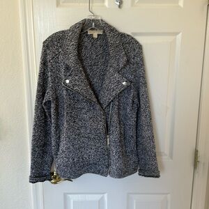 Knit Black and white Blazer. Front Zip, with pockets